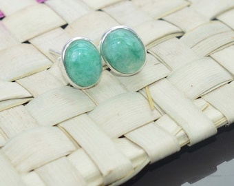 Green Rainbow Moonstone 925 Sterling Silver 1 PAIR Stud Gemstone Jewelry Wedding Jewelry Stud