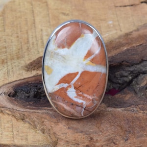 Malinga Jasper 925 Sterling Silver Big Oval Shape Gemstone Ring Jewelry, Handmade Jewelry, Gift For Christmas, Ring Size US- 8 / UK- P