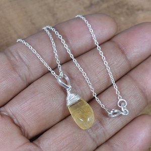 Rough Citrine 925 Sterling Silver Gemstone Chain Pendant w/ or w/o chain ~ November Month Birthstone ~ Rough Citrine Necklace ~ Gift For Her