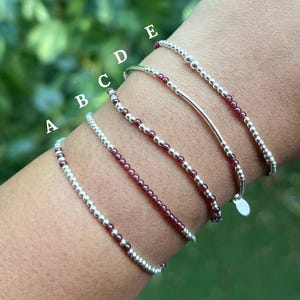 Pink Turmalin Sterling Silber Perlen Armband - Oktober Geburtsstein