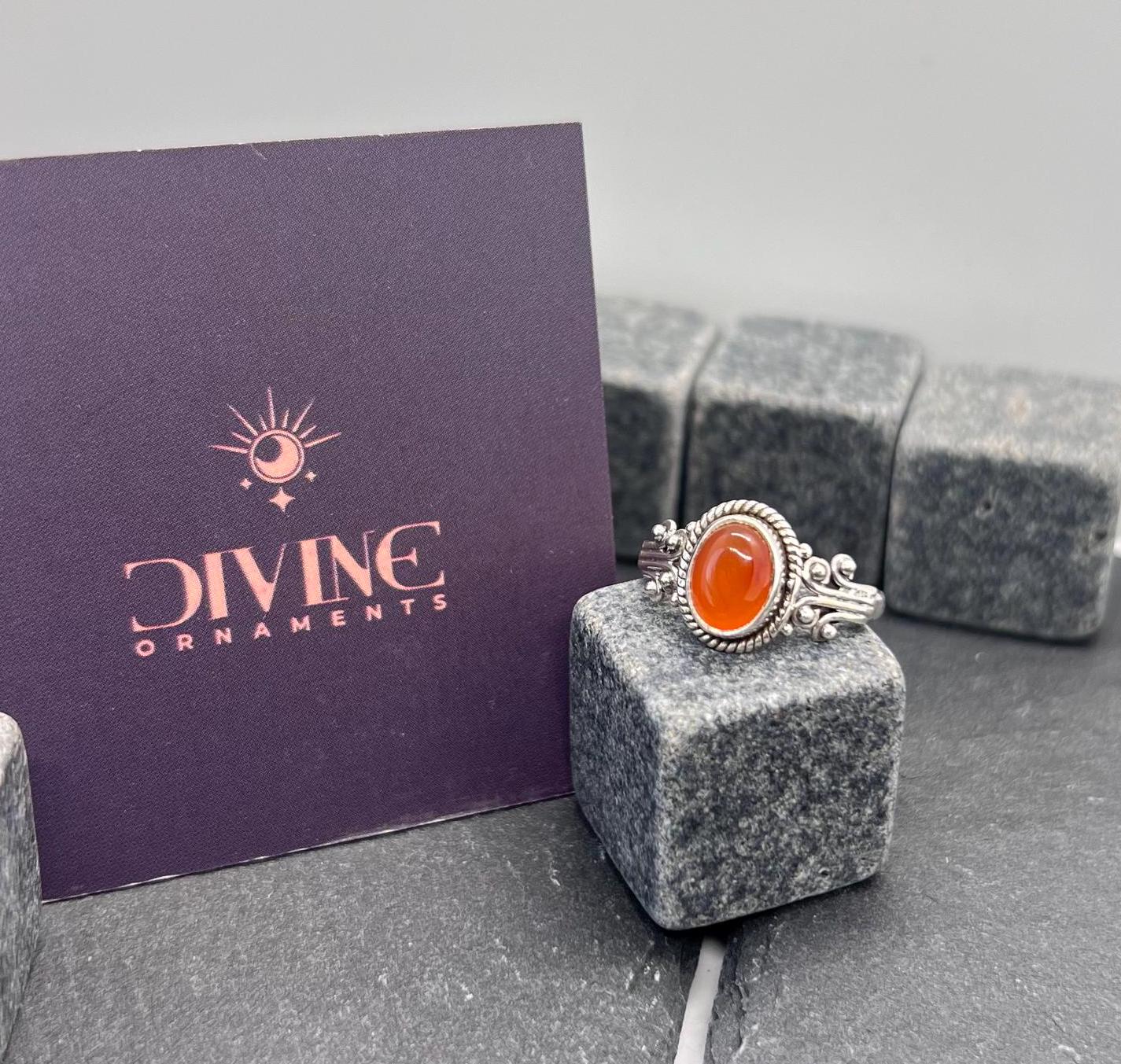 Elli Premium Fingerring Karneol Edelstein Solitär 925 Silber