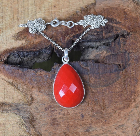 ネックレス・ペンダント NEEDLES Necklace - Red Coral Red Coral 925 Sterling Silver Faceted Gemstone Jewelry