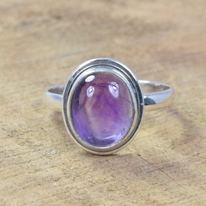 Purple Amethyst 925 Sterling Silver Natural Gemstone Oval Shape Jewelry Ring ~ February Month Birthstone ~ Gift For Christmas