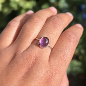 Purple Amethyst 925 Sterling Silver Natural Gemstone Oval Shape Jewelry Ring ~ February Month Birthstone ~ Gift For Christmas