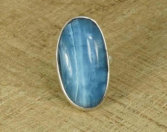 Peruvian Blue Opal Ring: Sterling Silver Gemstone Jewelry, October Birthstone