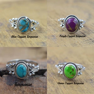 925 Sterling Silver Moonstone / Onyx / Tiger's Eye / Chalcedony / Turquoise / Labradorite / Amethyst Natural Crystal Designer Silver Ring image 4