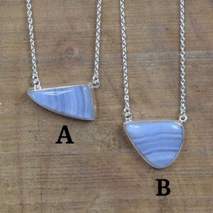 Blue Lace Agate 925 Sterling Silver Blue Gemstone Agate Designer Chain Necklace ~ Elegant Handmade Jewelry ~ Gift For Anniversary