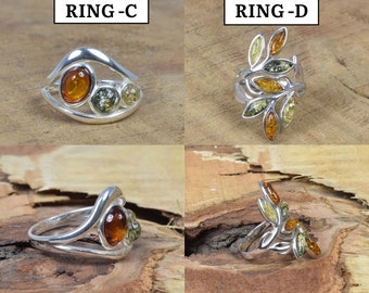 Anelli Di Lusso In Argento Sterling Pietra Principale Ambra - Foto 3