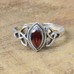 Red Garnet 925 Sterling Silver Faceted Gemstone Ring ~ January Birthstone ~ Designer Ring ~ Gift For Christmas