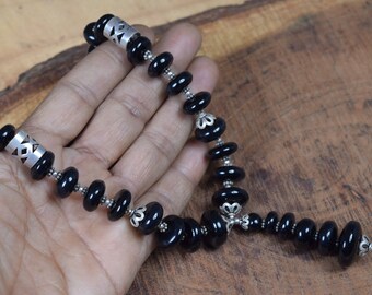 Black Onyx 925 Sterling Silver Necklace - Designer Gemstone Chain