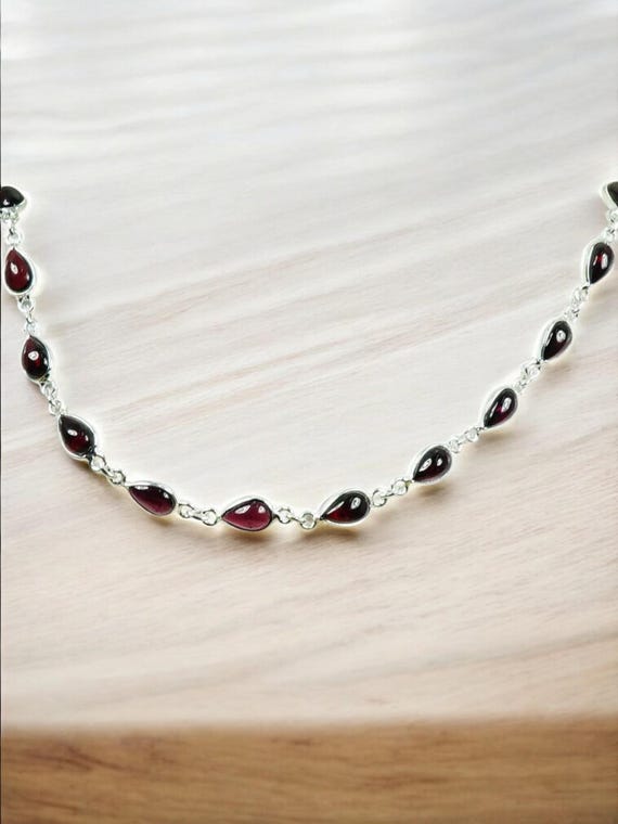 Collana Artigianale In Argento 925 Con Granato Hessonite Naturale – Fatto A Mano In India - Foto 5