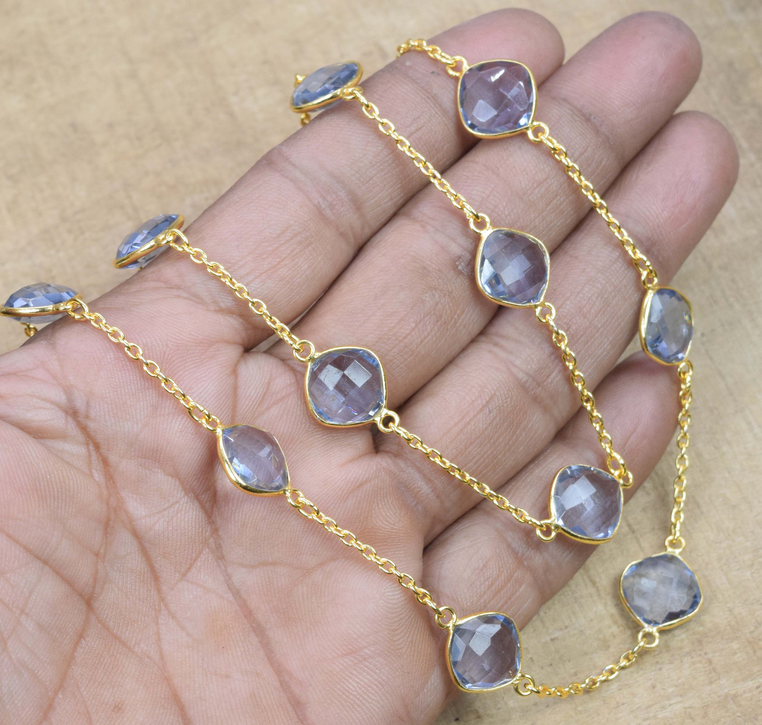 アイオライトクォーツ コンバーチブルネックレスブレスレット：18K
