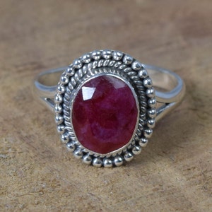 Red Ruby 925 Sterling Silver Gemstone Faceted Elegant Jewelry Ring ~ Handmade Jewelry ~ Designer Ring Jewelry  ~ Gift For Christmas
