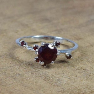 Red Garnet 925 Sterling Silver Faceted Natural Gemstone Ring ~ January Month Birthstone ~ Designer Ring ~ Gift For Christmas