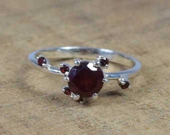 Red Garnet Sterling Silver Ring: January Birthstone Designer Jewelry