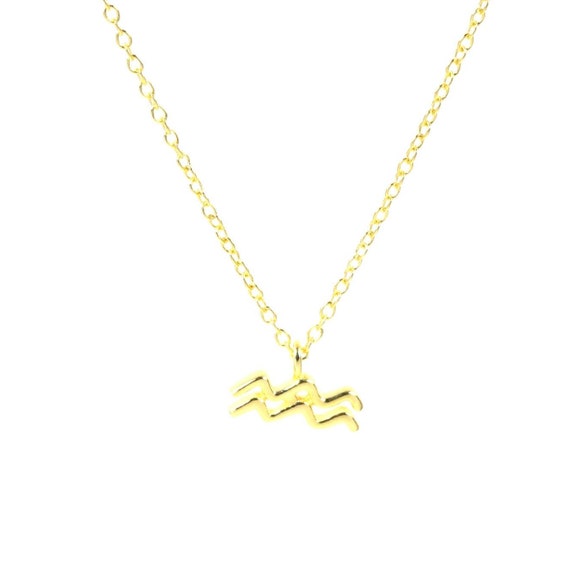 ソリッドゴールド水瓶座ペンダントネックレス（9k/14k/18k） - Etsy 日本