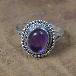 Purple Amethyst 925 Sterling Silver Gemstone Natural Jewelry Designer Ring ~ February Birthstone ~ Oval Shape Ring ~ Gift For Valentine Day