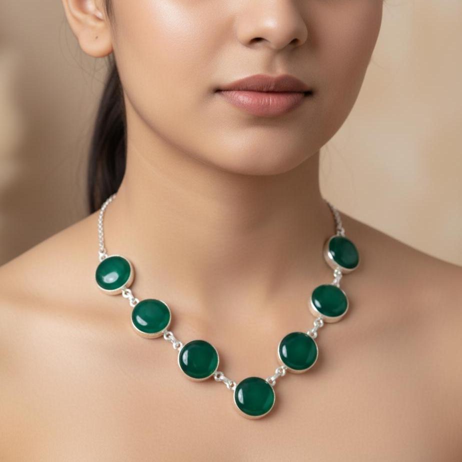 最終価格❗️アンティーク　 グリーンオニキス ネックレス グリーン オニキス 天然石 ペンダントトップ 大粒 ネックレス チェーン