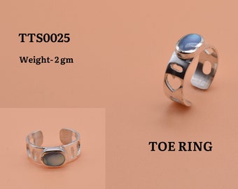 Blue Peruvian Opal 925 Sterling Silver Gemstone Designer Women Toe Ring ~ Handmade Jewelry ~ Band Midi Toe Ring ~ Gift For Christmas