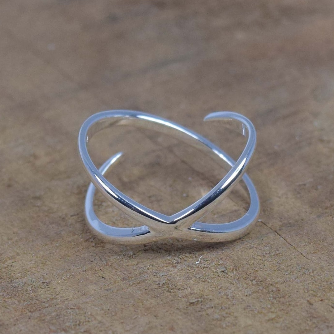 925 Sterling Silver Criss Cross Ring: Open Stackable Jewelry - Etsy
