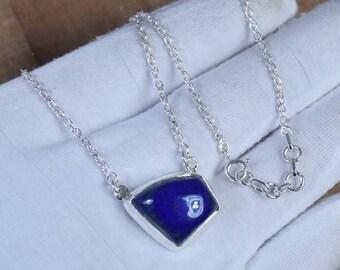 Blauwe sterlingzilveren lapis lazuli-ketting: geboortesteen december