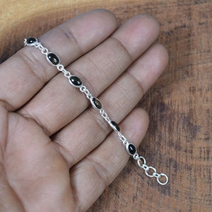 Grüner Turmalin Sterling Silber Armband: Verstellbarer Edelsteinschmuck