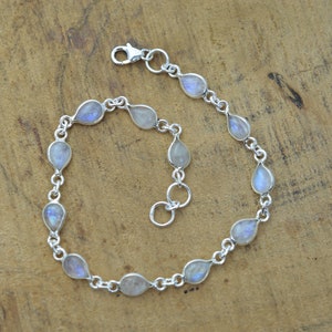 White Rainbow Moonstone 925 Sterling Silver Jewelry Adjustable Bracelets image 3