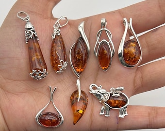 Ambre de la Baltique 925 pierres précieuses naturelles en argent sterling pendentif élégant ~ Bijoux faits main ~ Tous les pendentifs de créateurs ~ Cadeau pour Noël