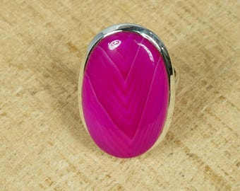 Pink Botswana Agate Sterling Silver Ring, Handmade Jewelry, US Size 6