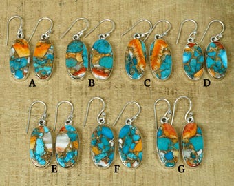 Oyster Copper Turquoise Sterling Silver Earrings: Handmade Gemstone Jewelry