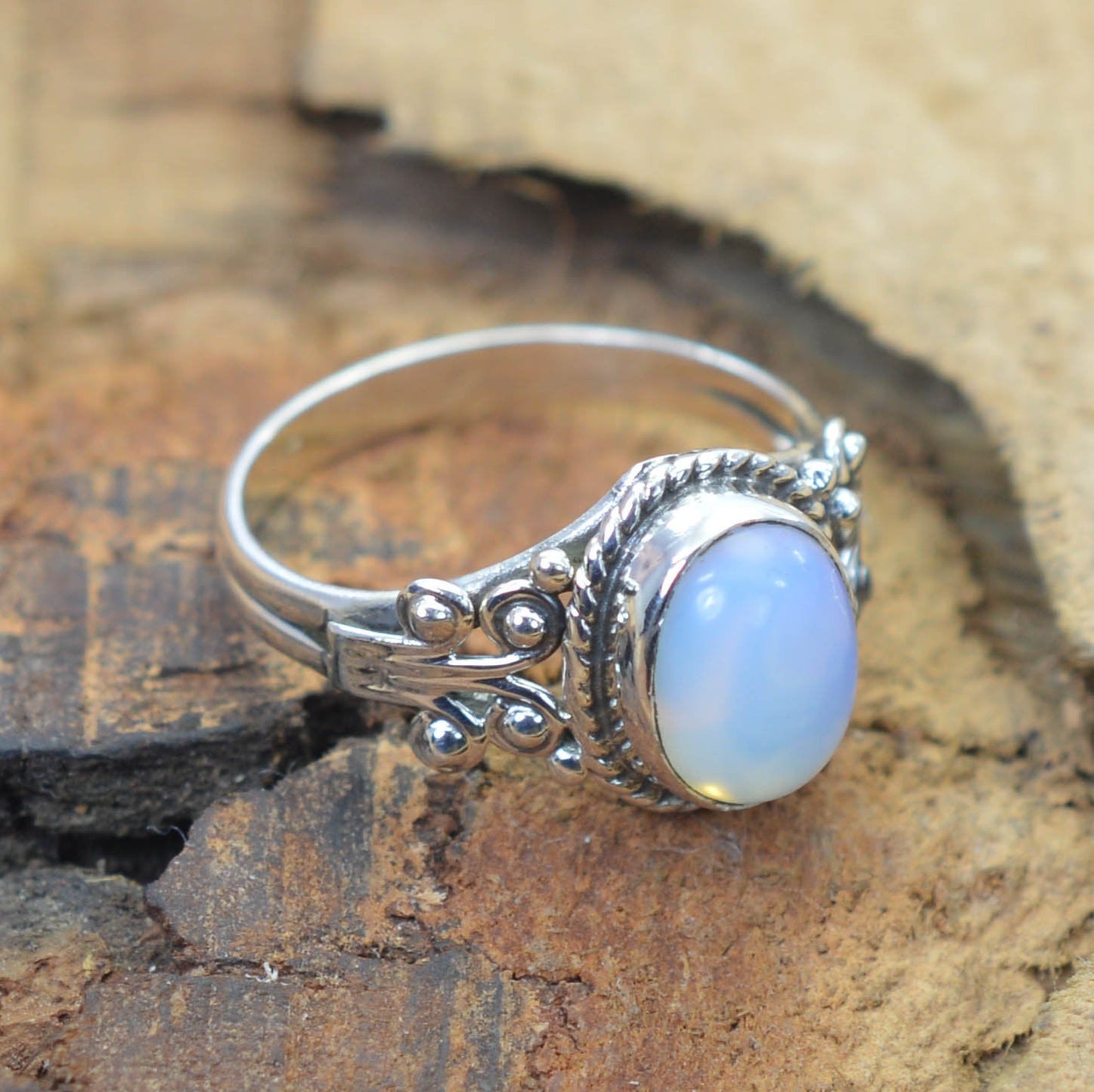 Milky quartz deals ring