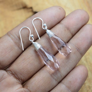 Peach Quartz 925 Sterling Silver Drop Earring