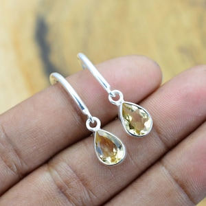 Yellow Citrine 925 Sterling Silver Natural Gemstone 1 Pair Earring ~ Handmade Jewelry ~ Gift For Birthday