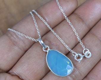Blue Chalcedony Pendant: 925 Sterling Silver Gemstone Jewelry