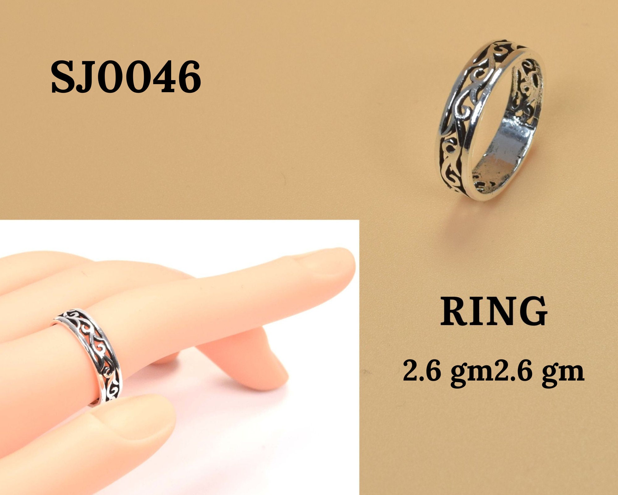 Silver Filigree Band 925 Sterling Silver Statement Plain