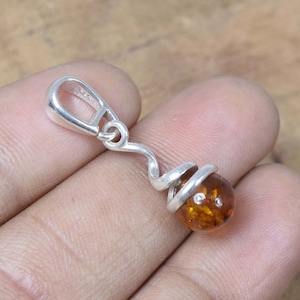 Natural Amber 925 Sterling Silver Gemstone Round Stylish Pendant Jewelry ~ Pretty Amber Pendant ~ Handmade Jewelry ~ Gift For Birthday