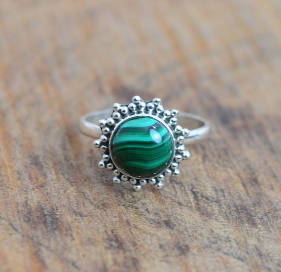 Malachite sterling store silver ring