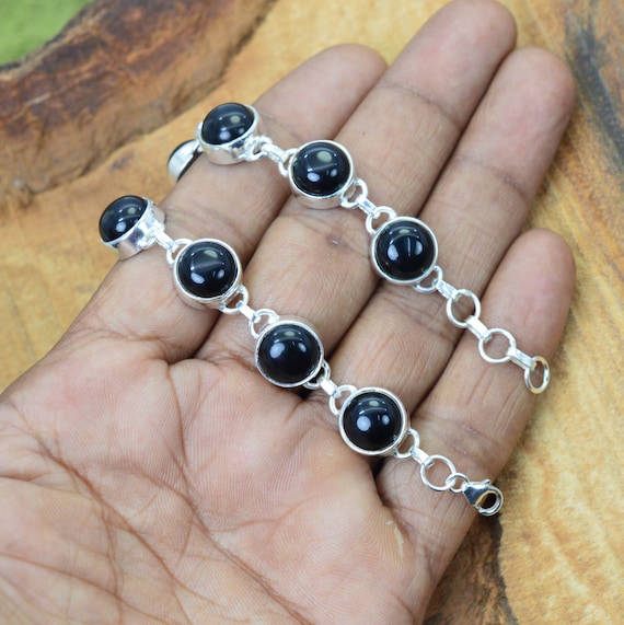 Boucles d'orelles bjoux en argent sterlng 925 perre préceuse onyx