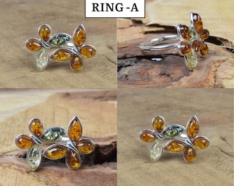 Anelli Di Lusso In Argento Sterling Pietra Principale Ambra - Foto 8