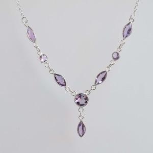 Amethyst Necklace, 925 Sterling Silver Chain, February Birthstone Gift