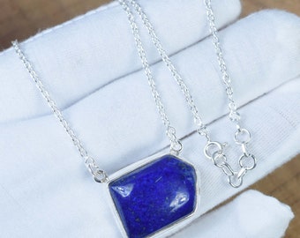 Blauwe sterlingzilveren lapis lazuli-ketting: geboortesteen december