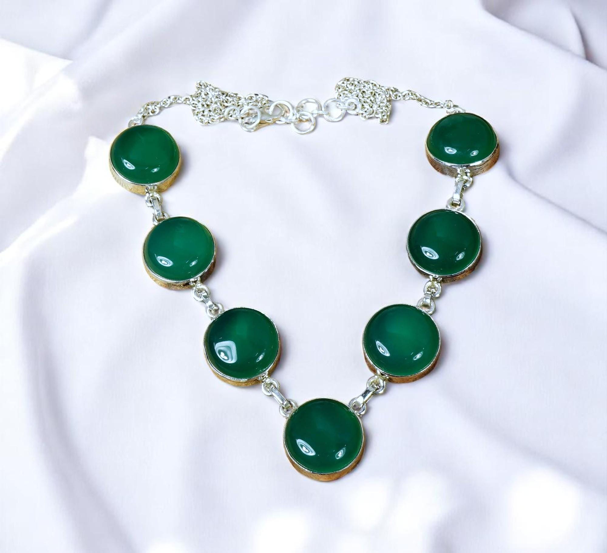 最終価格❗️アンティーク　 グリーンオニキス ネックレス ドロップグリーンオニキスネックレス | neutraltones