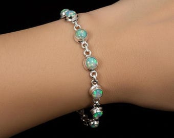 Welo Ethiopian Opal 925 Sterling Silver Gemstone Adjustable Bracelet Jewelry