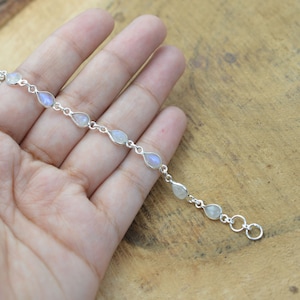 White Rainbow Moonstone 925 Sterling Silver Jewelry Adjustable Bracelets zdjęcie 1