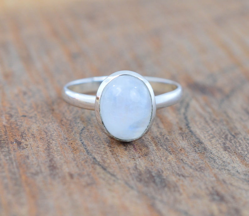 Rainbow Moonstone 925 Sterling Silver Handmade Jewelry Ring image 1