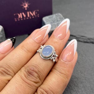 Blue Chalcedony 925 Sterling Silver Gemstone Oval Shape Designer Gemstone Ring ~ Handmade Jewelry ~ Elegant Jewelry ~ Gift For Christmas