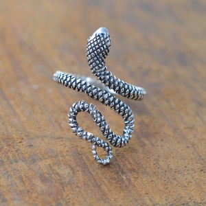 Snake Ring 925 Sterling Silver Man Ring Style Adjustable Ring Unique Men & Womens Jewelry Boho Hippie Ring