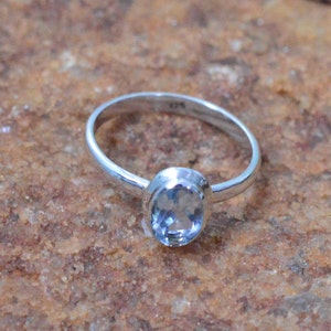 Anillo de topacio azul, joyería de piedras preciosas, anillo de plata de ley 925, anillos de plata hechos a mano