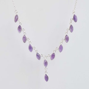 Natural Purple Amethyst 925 Sterling Silver Amethyst Gemstone Chain Necklace ~ February Birthstone ~ Handmade Jewelry ~ Gift For Anniversary