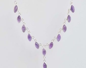 Collana in argento sterling 925 con ametista sfaccettata fatta a mano, con castone regolabile - Italia Collana in argento sterling 925 con ametista sfaccettata fatta a mano, con castone regolabile - Italia